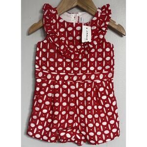 JANIE AND JACK EYELET Romper RED Christmas Outfit Baby Girl 12-18 Months NEW